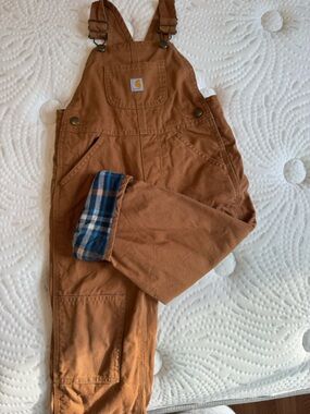 Carhartt Overalls with Blue Plaid Lining